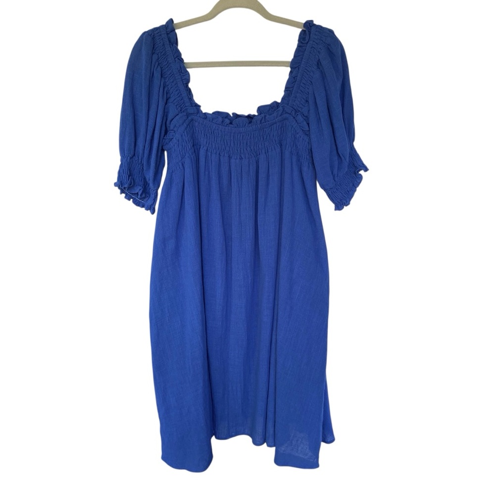 Davi & Dani Royal Blue Off Shoulder Puff Sleeve Dress Womens Size Medium NWT